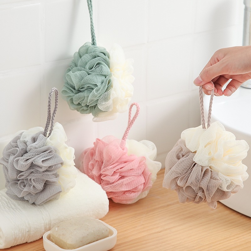 Two-Color Large Bath Ball Mesh Sponge Shower Net Ball Back Rubbing Bath Flower Color Matching Home Bath Loofah Bath Ball Shower Ball Bath Ball Wholesale