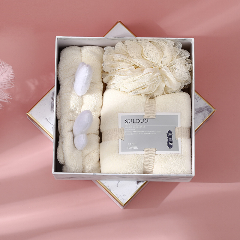 2020 Hot Selling Bath Ball Hair Band Towel 3-Piece Gift Box Exquisite Set Holiday Gift New