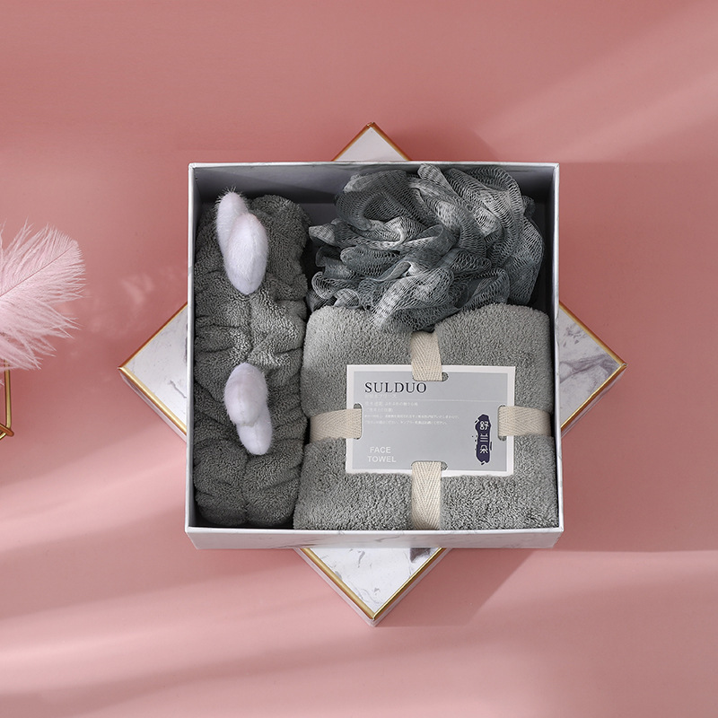 2020 Hot Selling Bath Ball Hair Band Towel 3-Piece Gift Box Exquisite Set Holiday Gift New