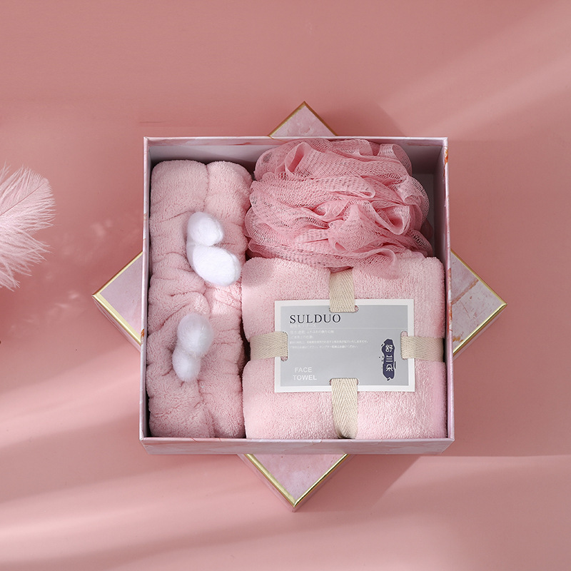 2020 Hot Selling Bath Ball Hair Band Towel 3-Piece Gift Box Exquisite Set Holiday Gift New