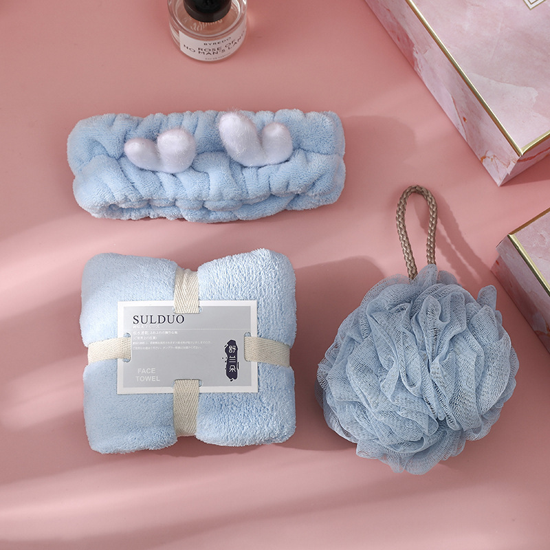 2020 Hot Selling Bath Ball Hair Band Towel 3-Piece Gift Box Exquisite Set Holiday Gift New