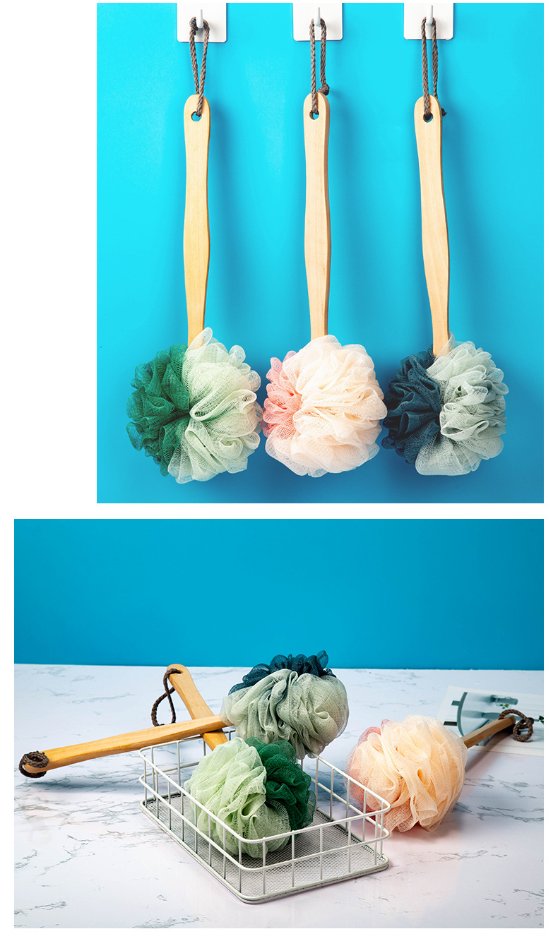Junmei Bath Rub Bath Bath Ball New Large Super Soft Not Hurt Skin Miracle Baby Sponge Long Handle Wooden Handle Bath Brush