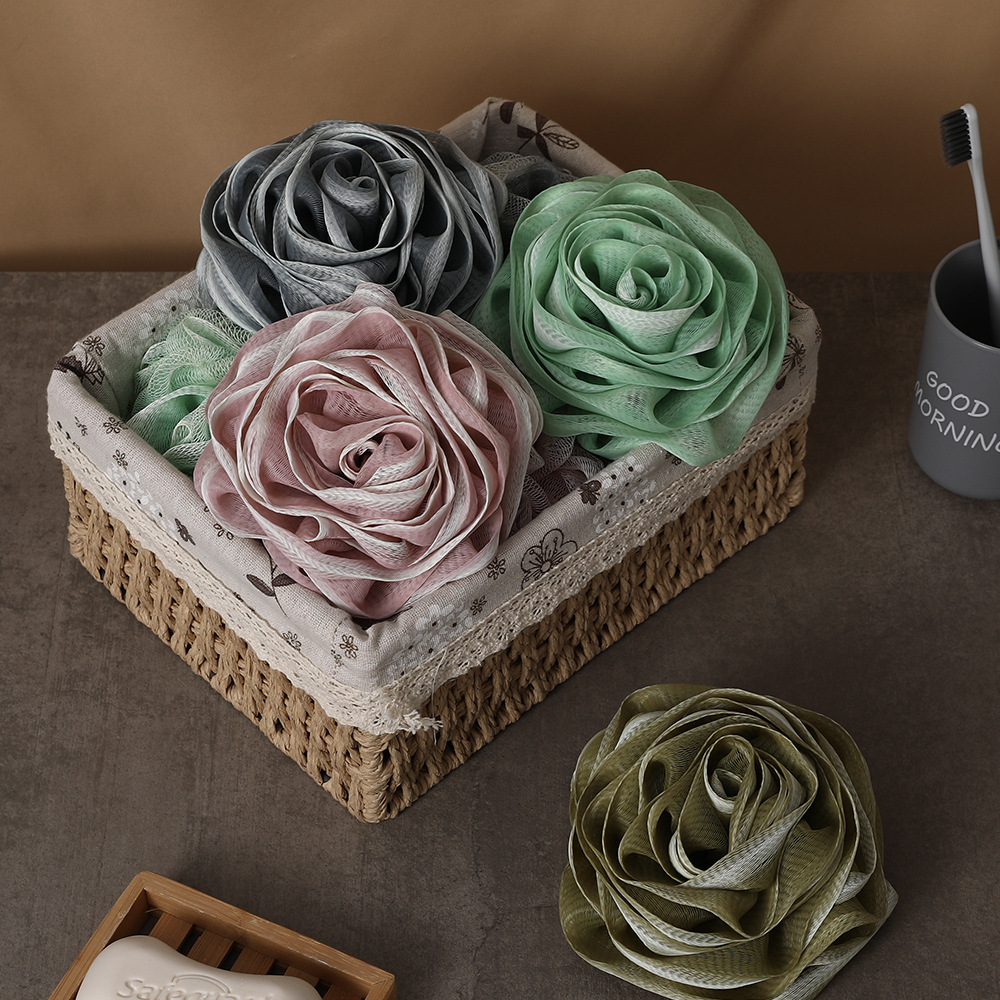 50G Bath Ball Creative Roses Modeling Bath Mesh Sponge Adult Large Foaming Net Flower Bath Ball Factory Wholesale