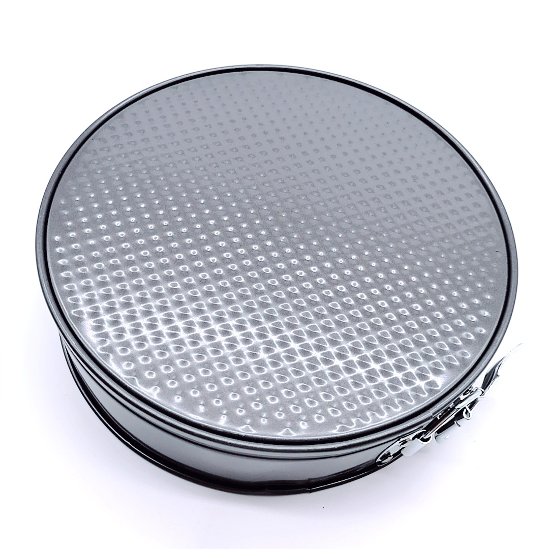 Color Box 3Pc Live Bottom with Buckle Cake Mold round Gray Carbon Steel Spray Non-Stick Live Bottom Cake Mold