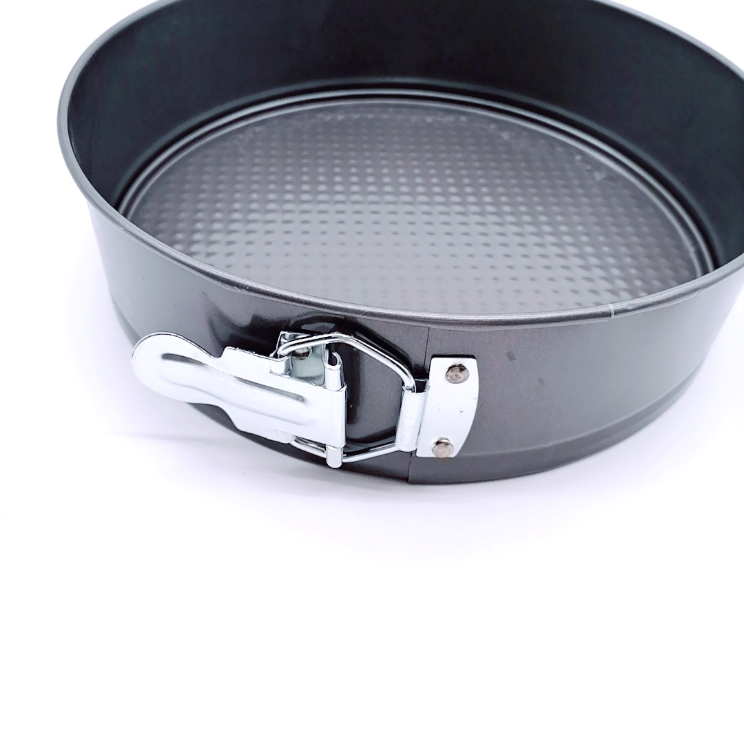 Color Box 3Pc Live Bottom with Buckle Cake Mold round Gray Carbon Steel Spray Non-Stick Live Bottom Cake Mold