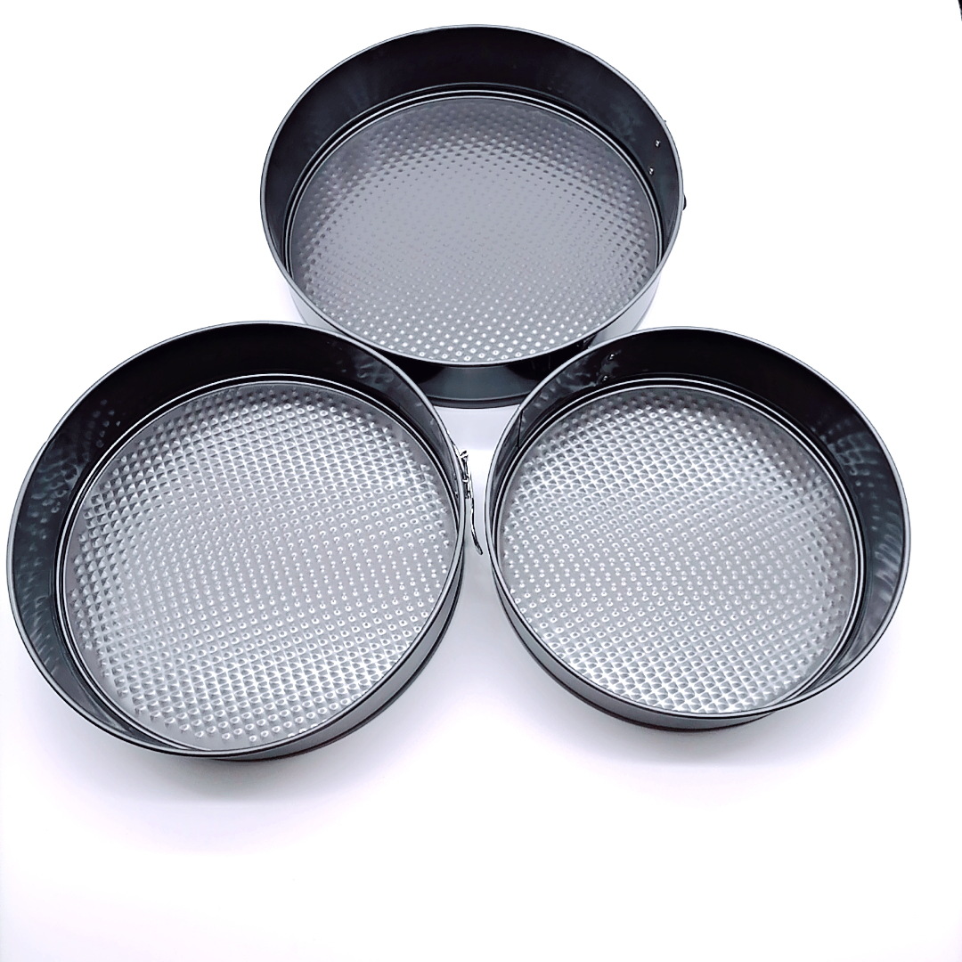 Color Box 3Pc Live Bottom with Buckle Cake Mold round Gray Carbon Steel Spray Non-Stick Live Bottom Cake Mold Color Box 3Pc Live Bottom with Buckle Cake Mold round Gray Carbon Steel Spray Non-Stick Live Bottom Cake Mold