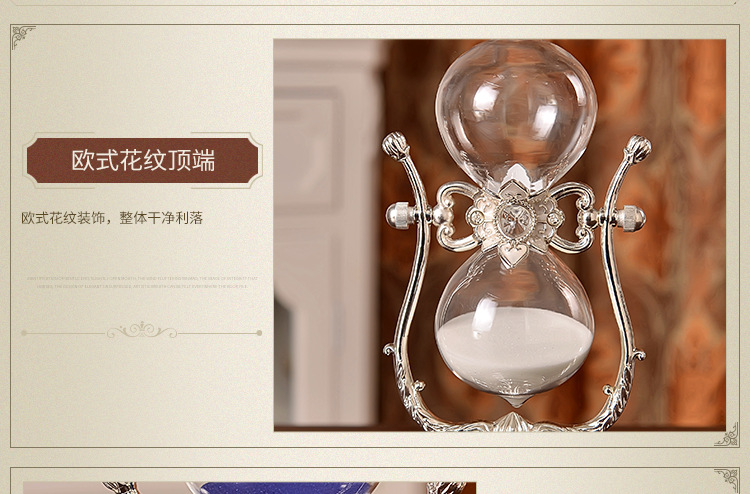 Metal continental colored hourglass timer office tabletop decoration 30/60 minutes decoration hourglass decoration