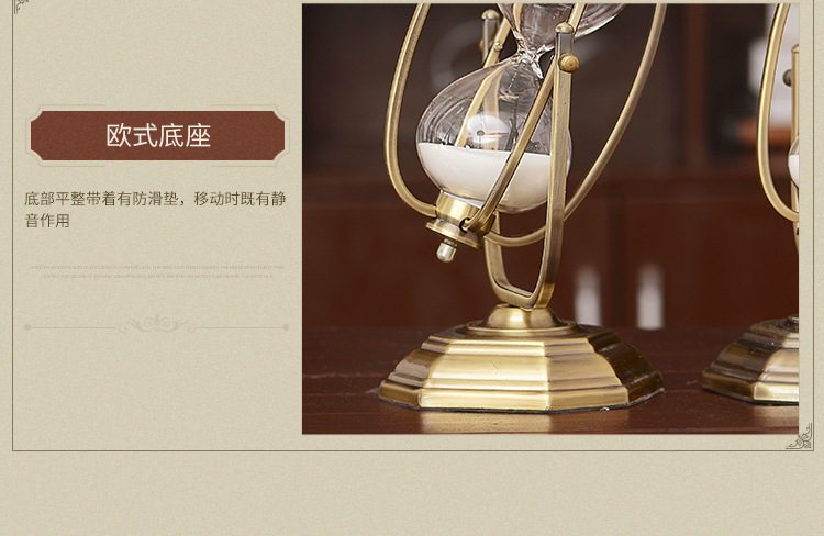 European-style hardware antique gold hourglass sitting room bedroom study hourglass timer set soft decoration home furnishing wholesale