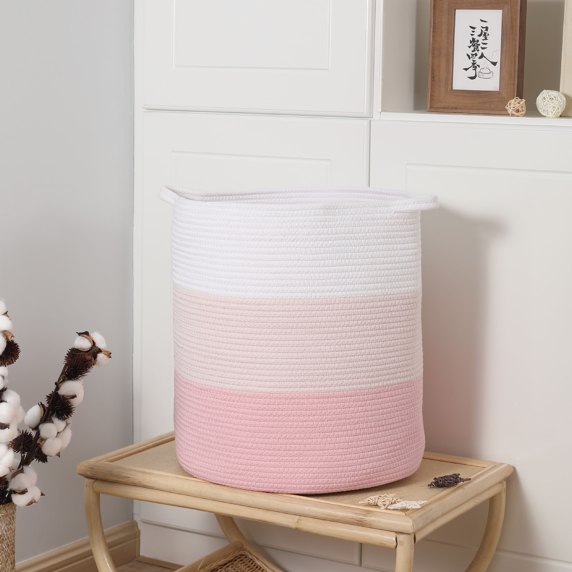 New Cotton Rope Storage Baskets Foldable Portable Japanese Linen Basket Toy Sundries Storage Folding Clothes Basket Amazon
