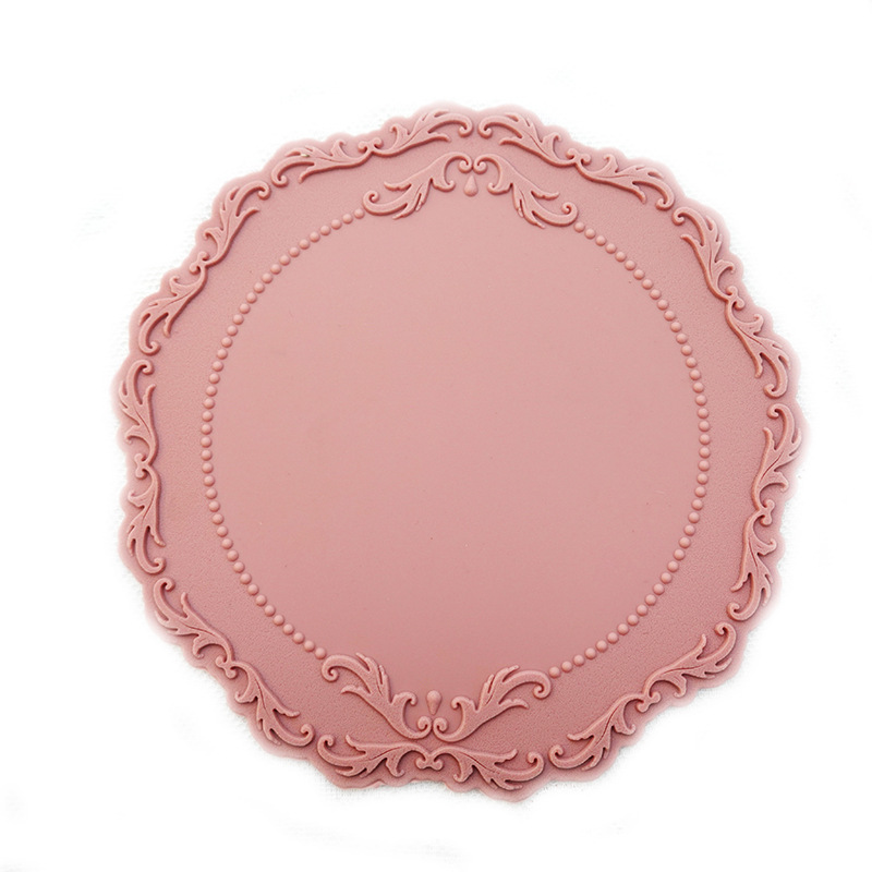 Nordic Style Korean Placemat Silicone Thermal Insulation Pad Photo Frame Decoration round Lace Silica Gel Pad Wedding