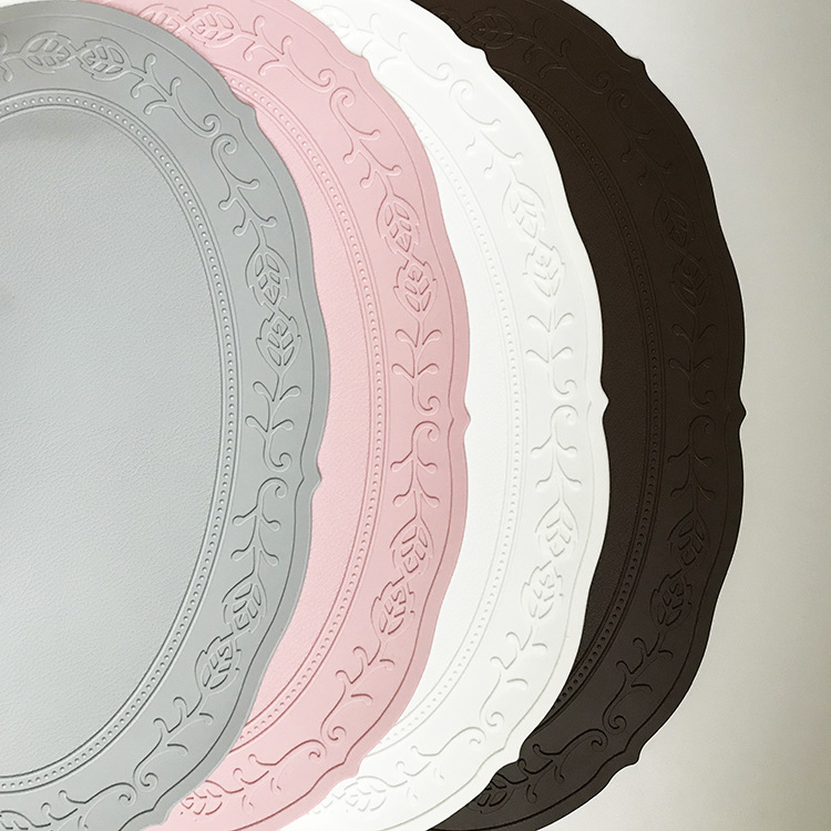 Nordic Style Korean Placemat Silicone Thermal Insulation Pad Photo Frame Decoration round Lace Silica Gel Pad Wedding