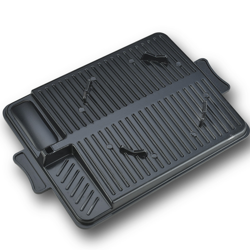 Korean-Style Medical Stone Aluminum Alloy Square Barbecue Plate Open Fire Card Barbecue Plate Portable Outdoor Non-Stick Coating Frying Pan