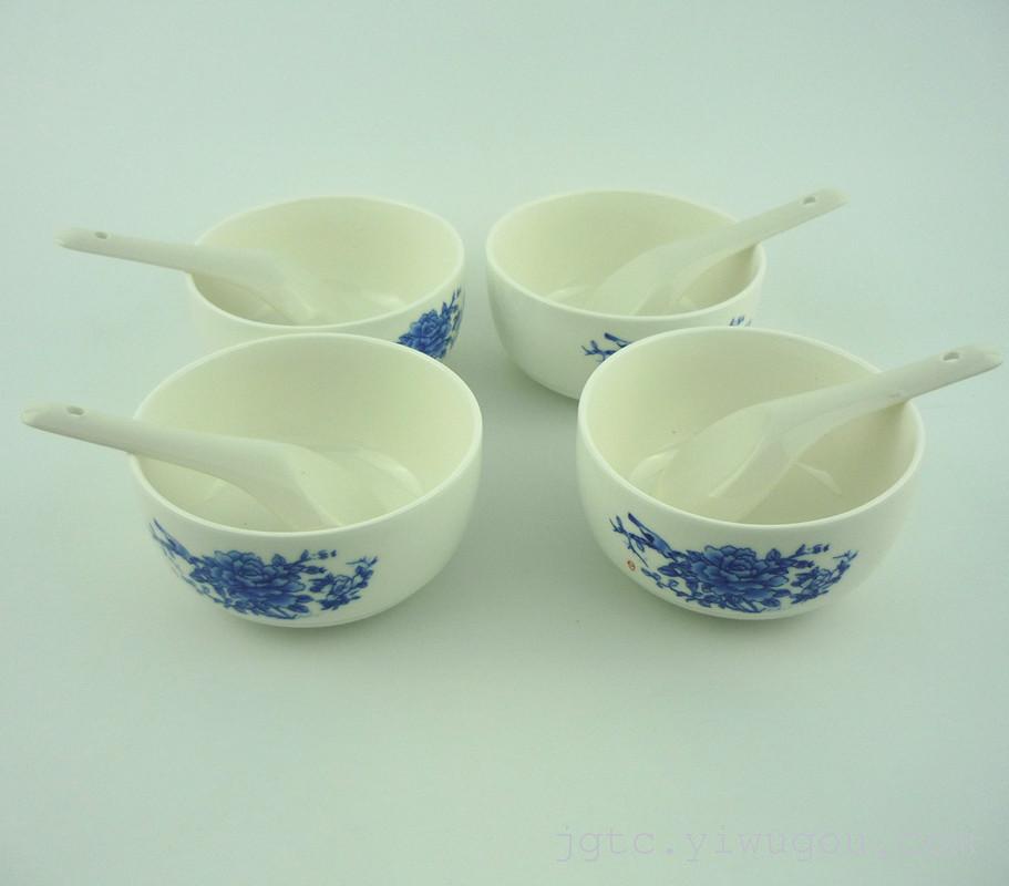Chun blue and white porcelain ceramic bowl four four tablespoons daily gift gift set high-grade gift items