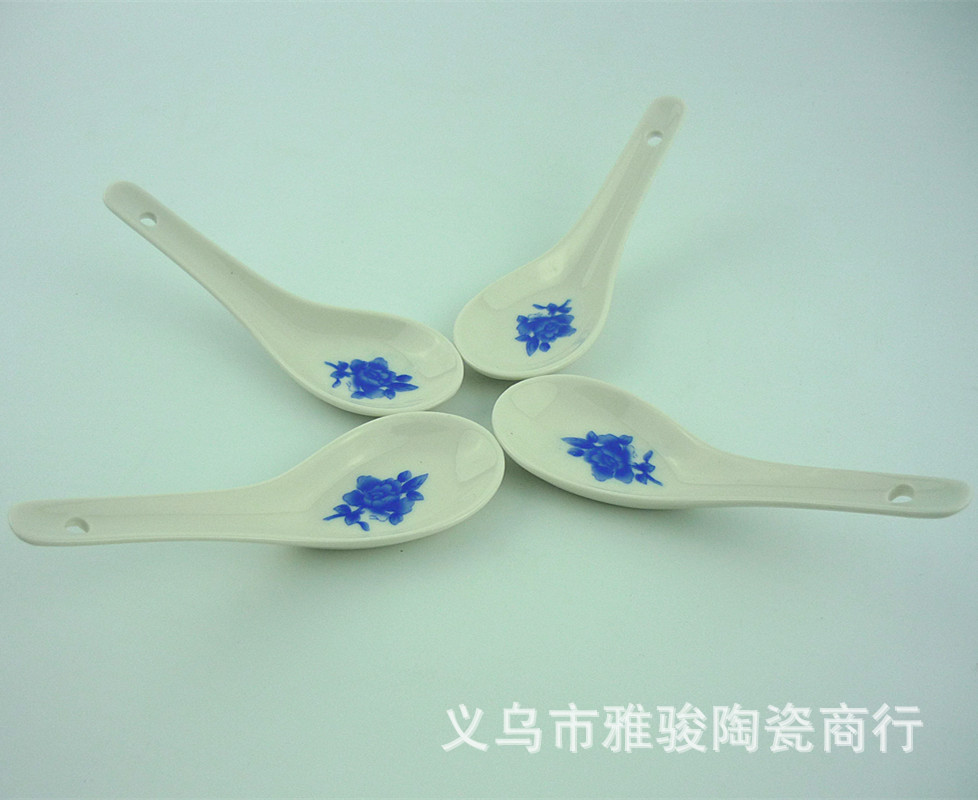 Chun blue and white porcelain ceramic bowl four four tablespoons daily gift gift set high-grade gift items Chun blue and white porcelain ceramic bowl four four tablespoons daily gift gift set high-grade gift items