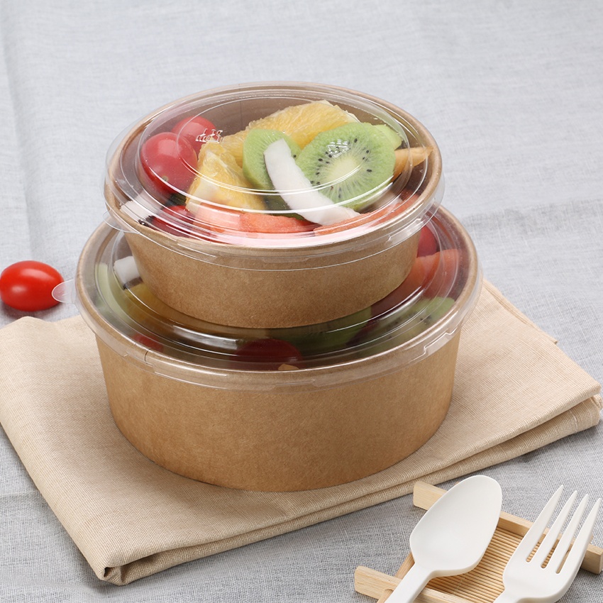 Kraft Paper Soup Bowl Disposable PaperBowl Takeout Take Away Fast Food Box Porridge Cup Soup Cups Printed Logo Wholesale