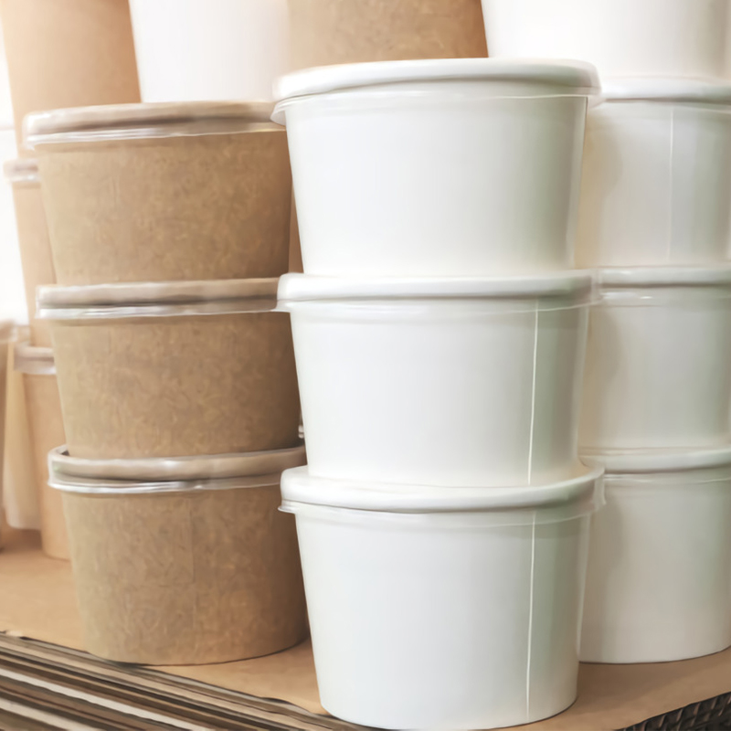 Kraft Paper Soup Bowl Disposable PaperBowl Takeout Take Away Fast Food Box Porridge Cup Soup Cups Printed Logo Wholesale
