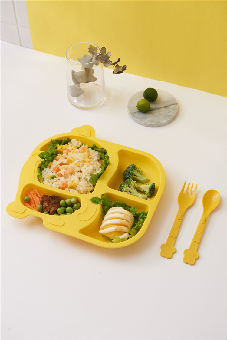 Children's Dinner Plate Kindergarten Grid Small Yellow Duck Tableware Cartoon Gift Tableware Household Creative Baby Solid Food Bowl Children's Dinner Plate Kindergarten Grid Small Yellow Duck Tableware Cartoon Gift Tableware Household Creative Baby Solid Food Bowl