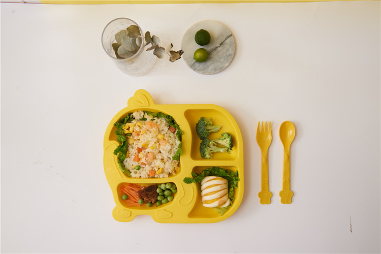 Children's Dinner Plate Kindergarten Grid Small Yellow Duck Tableware Cartoon Gift Tableware Household Creative Baby Solid Food Bowl Children's Dinner Plate Kindergarten Grid Small Yellow Duck Tableware Cartoon Gift Tableware Household Creative Baby Solid Food Bowl