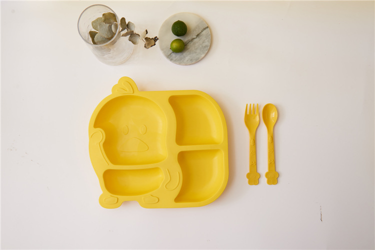 Children's Dinner Plate Kindergarten Grid Small Yellow Duck Tableware Cartoon Gift Tableware Household Creative Baby Solid Food Bowl Children's Dinner Plate Kindergarten Grid Small Yellow Duck Tableware Cartoon Gift Tableware Household Creative Baby Solid Food Bowl