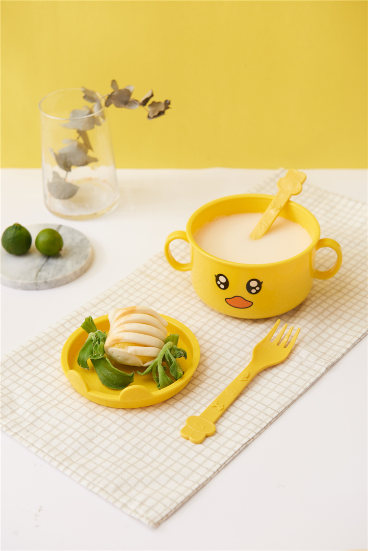 Children's Dinner Plate Kindergarten Grid Small Yellow Duck Tableware Cartoon Gift Tableware Household Creative Baby Solid Food Bowl Children's Dinner Plate Kindergarten Grid Small Yellow Duck Tableware Cartoon Gift Tableware Household Creative Baby Solid Food Bowl
