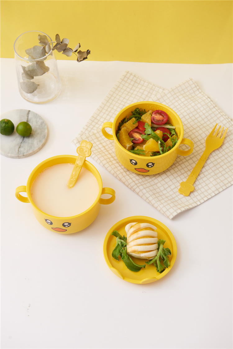Children's Dinner Plate Kindergarten Grid Small Yellow Duck Tableware Cartoon Gift Tableware Household Creative Baby Solid Food Bowl Children's Dinner Plate Kindergarten Grid Small Yellow Duck Tableware Cartoon Gift Tableware Household Creative Baby Solid Food Bowl