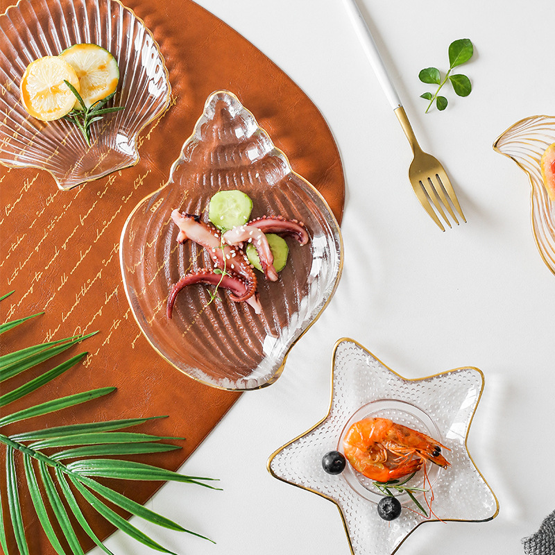 INS Nordic Creative Plate Dish Household European Style Tableware Fruit Salad Dessert Bowl Marine Scallop Glass Plate INS Nordic Creative Plate Dish Household European Style Tableware Fruit Salad Dessert Bowl Marine Scallop Glass Plate
