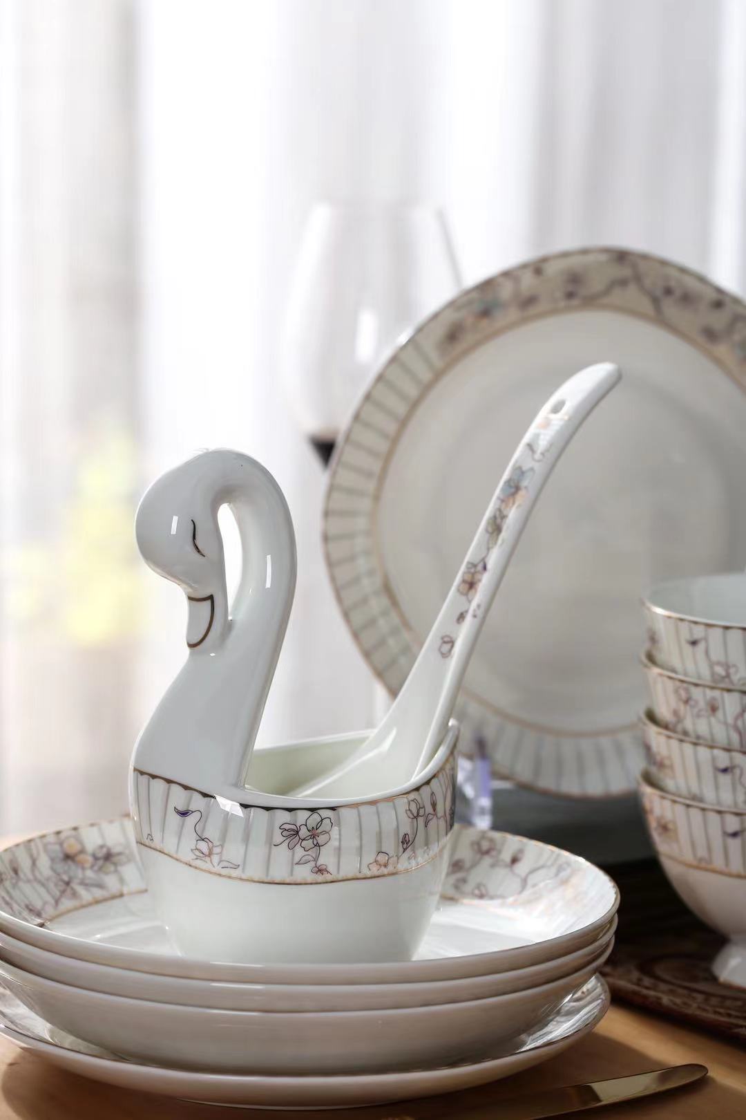 Tableware Gift Set Baking Tray Ceramic Bowl Rice Bowl Rice Bowl Ceramic Promotion Gift Bowl Jingdezhen Ceramic
