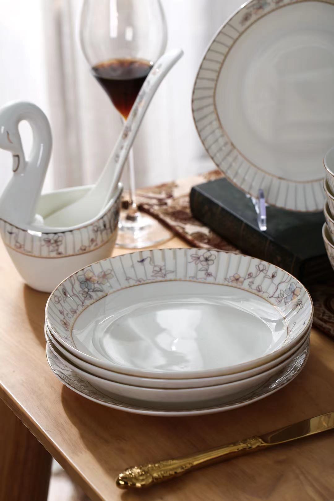 Tableware Gift Set Baking Tray Ceramic Bowl Rice Bowl Rice Bowl Ceramic Promotion Gift Bowl Jingdezhen Ceramic