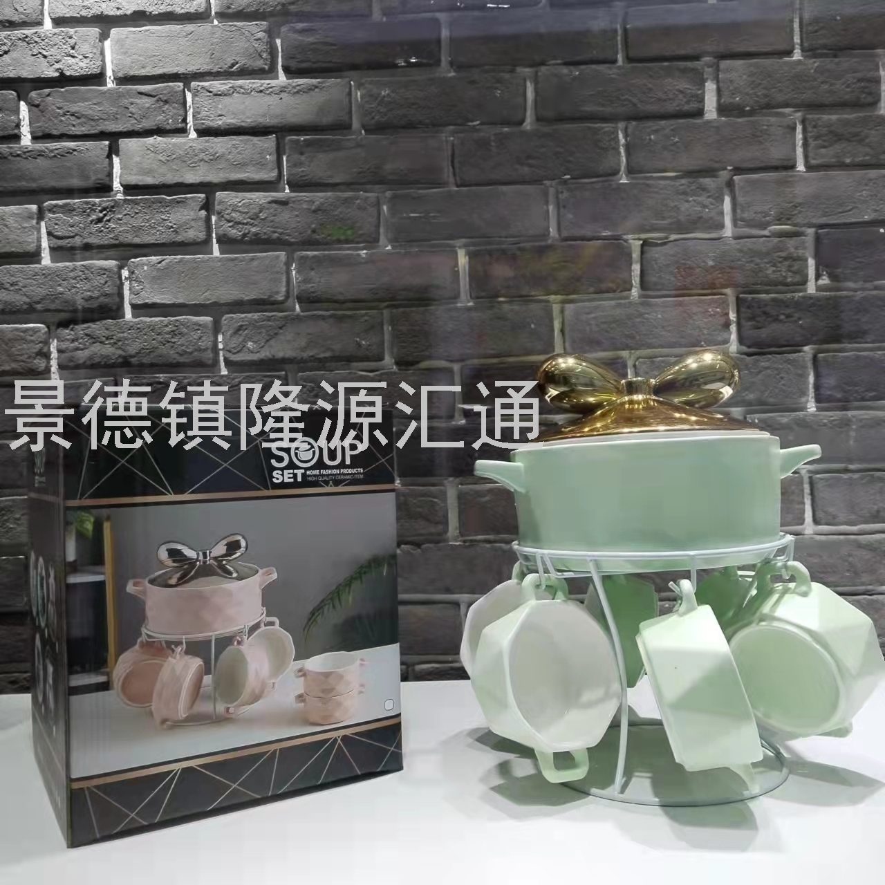 Jingdezhen Ceramic Soup Pot Set Dual-Sided Stockpot Noodle Cup Freshness Bowl Storage Tank Casserole Electric Soup Pot
