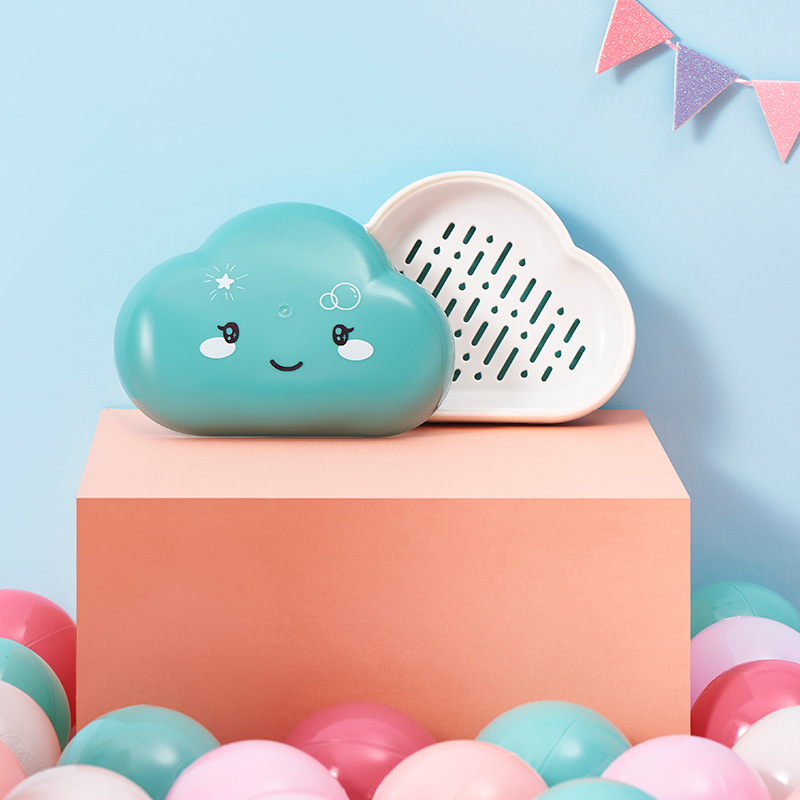 New Cute Cartoon Cloud Fat Soap Box Draining Hollow Soap Box with Lid Toilet Bathroom Soap Rack