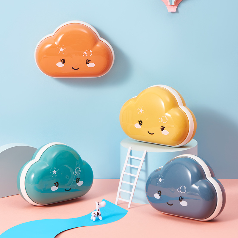 New Cute Cartoon Cloud Fat Soap Box Draining Hollow Soap Box with Lid Toilet Bathroom Soap Rack