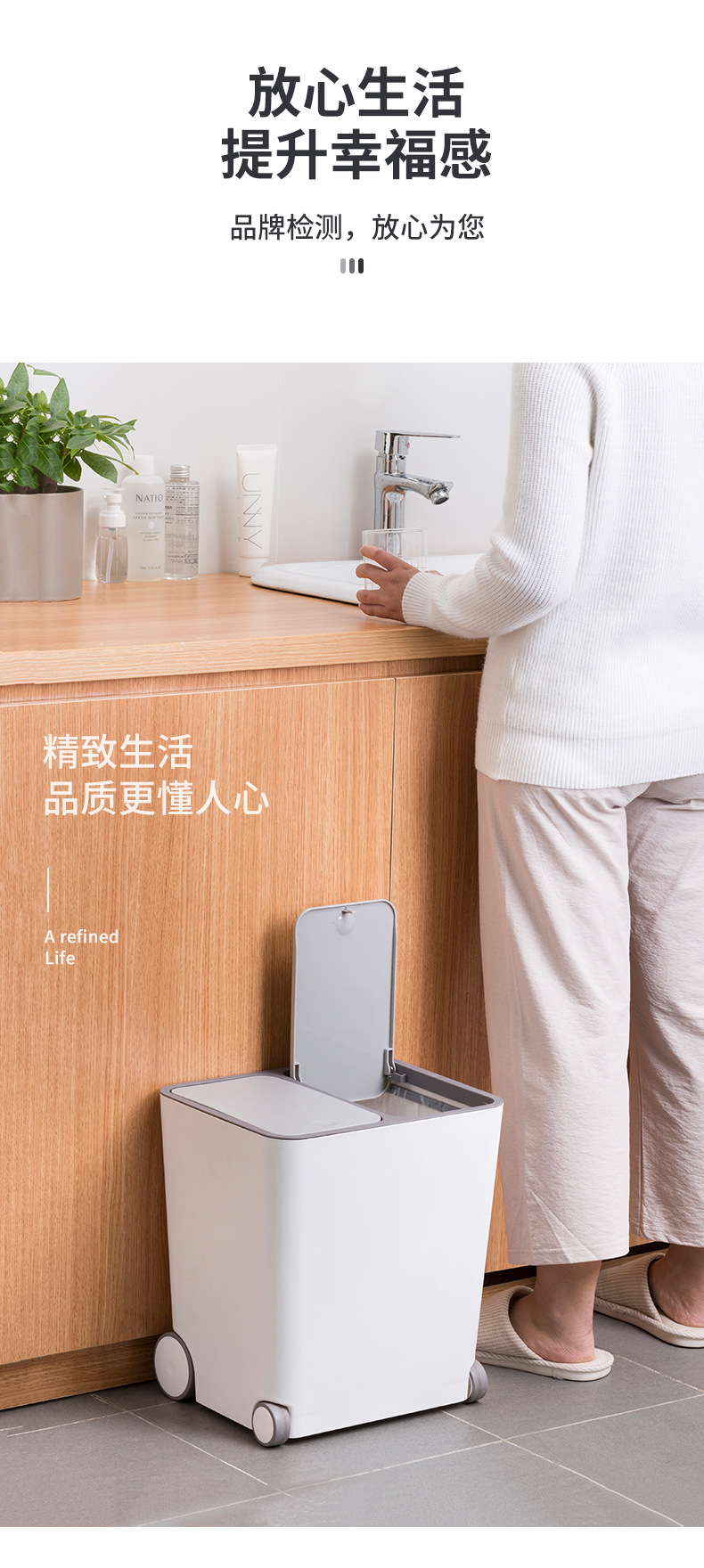 Sorting Trash Bin Toilet Tube Box Bathroom Wastebasket Household Kitchen Large Living Room Simple Creative with Lid
