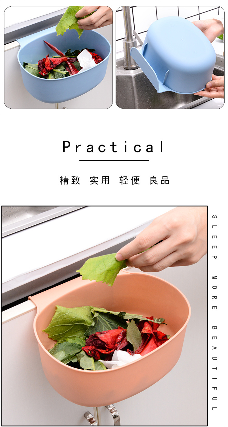 Large Kitchen Trash Can Cabinet Door Hanging without Lid Household Plastic Bucket Toilet Storage Can Dust Basket