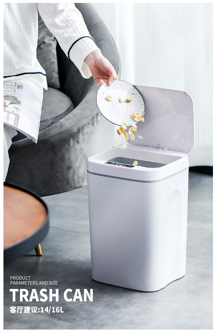 Intelligent Induction Automatic Trash Can Indoor Creative with Lid Household Kitchen Classification Toilet Corner Trash Bin Intelligent Induction Automatic Trash Can Indoor Creative with Lid Household Kitchen Classification Toilet Corner Trash Bin