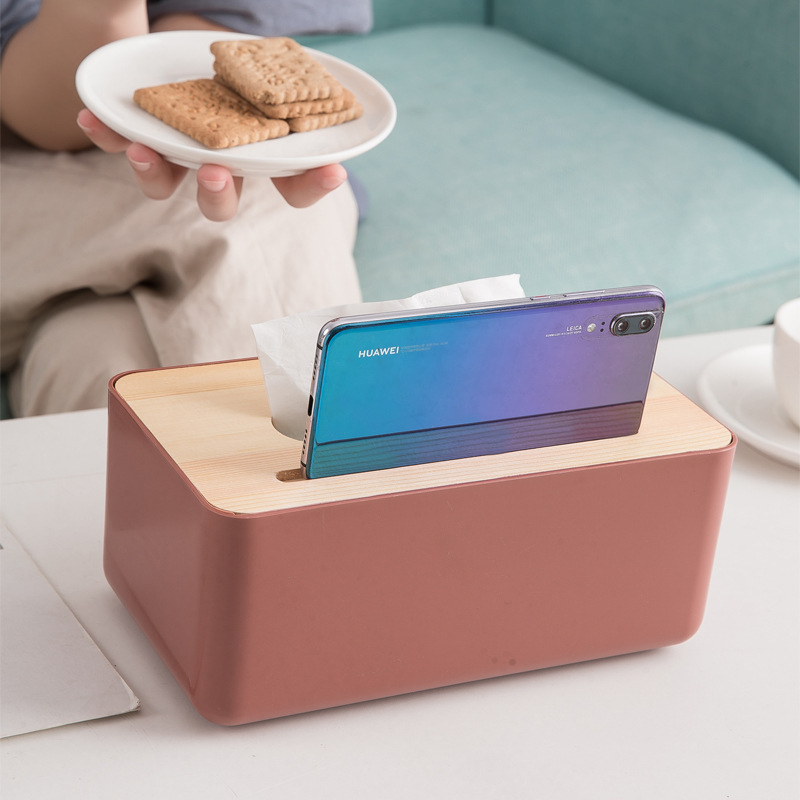Wooden Lid Paper Extraction Box Living Room Desktop Tissue Box Tissue Dispenser Plastic Paper Napping Box Toilet