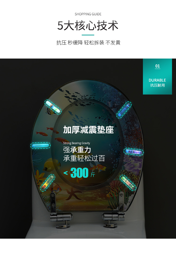Toilet Cover Home Versatile Thickened Toilet Pumping Old-Fashioned Toilet Seat Resin Buffer Toilet lid