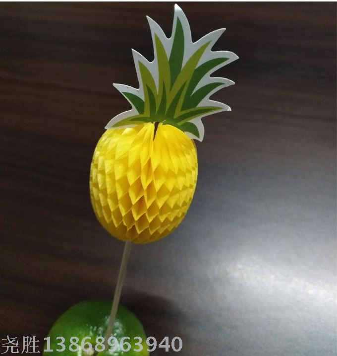 New three-dimensional pineapple pineapple technology toothpick fruit toothpick flower signaturecake decoration 50 pieces