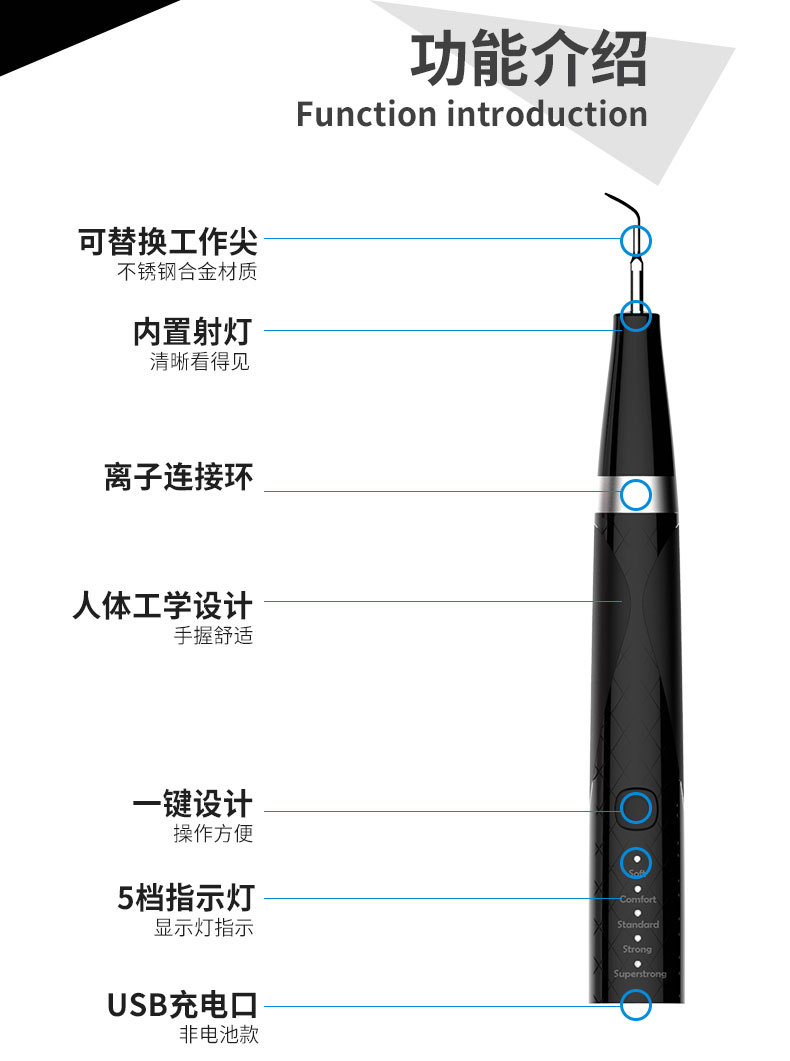 Instrument Home Water Toothpick Electric Ultrasonic Scaler Dental Calculus Remover Tooth Cleaning Whitening Instrument