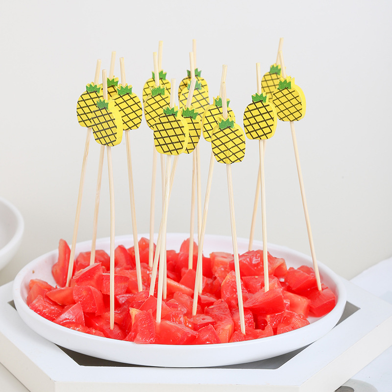 100 Source Goods Fancy Disposable Fruit Toothpick Cocktail Sushi Hamburger Bamboo Stick Beaded Pineapple Cactus