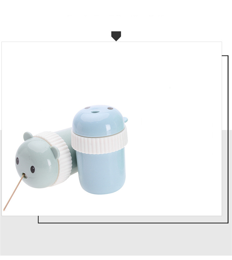 Cartoon Toothpick Box Creative European Bear Toothpick Tin Simple Living Room Home Portable round Toothpick Holder