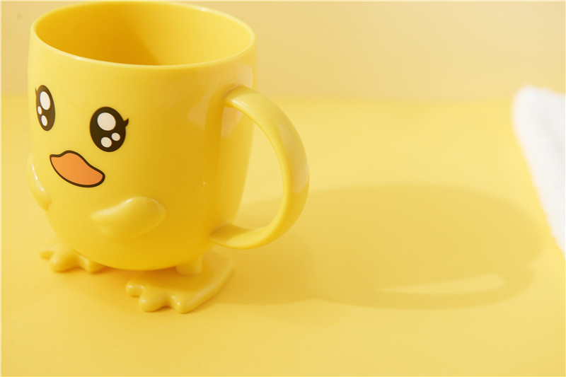 Small Yellow Duck Bowl Cup Spoon Fork 5-Piece Tableware Children's Cute Grid Cartoon Shape Lunch Plate Kindergarten Lunch Plate