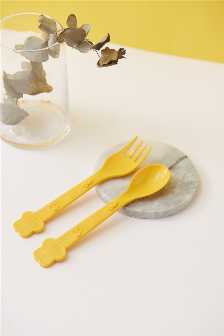 Household Small Yellow Duck Children's Tableware Set Cute Cartoon Grid Drop-Resistant Plate Spork Combination Household Small Yellow Duck Children's Tableware Set Cute Cartoon Grid Drop-Resistant Plate Spork Combination