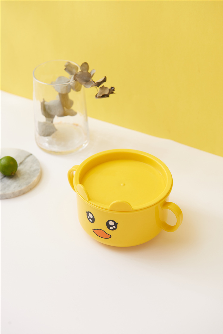 Household Small Yellow Duck Children's Tableware Set Cute Cartoon Grid Drop-Resistant Plate Spork Combination Household Small Yellow Duck Children's Tableware Set Cute Cartoon Grid Drop-Resistant Plate Spork Combination