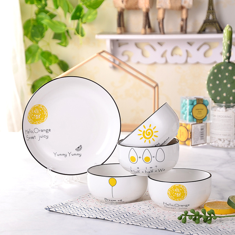 Bowl Cup Plate Nordic Ceramic Tableware Suit 9-Piece Set Festival Gift Bowl Set Gift Box Packaging Gift Customization