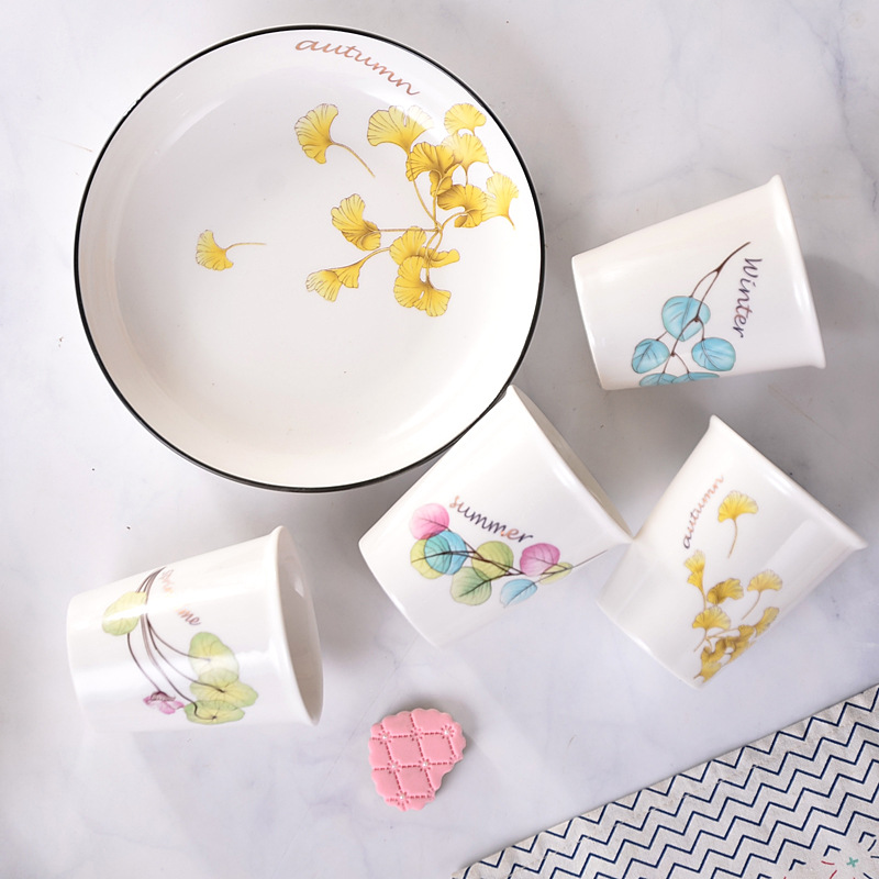 Bowl Cup Plate Nordic Ceramic Tableware Suit 9-Piece Set Festival Gift Bowl Set Gift Box Packaging Gift Customization