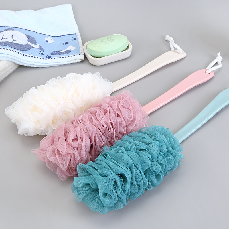 A2555 long handle bath brush bath ball enlarged bath towel bath brush bubble bath gauze scrub back bath brush rub back