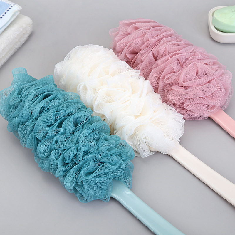 A2555 long handle bath brush bath ball enlarged bath towel bath brush bubble bath gauze scrub back bath brush rub back