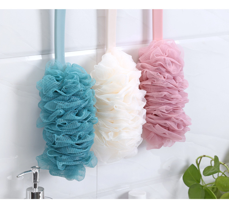 A2555 long handle bath brush bath ball enlarged bath towel bath brush bubble bath gauze scrub back bath brush rub back