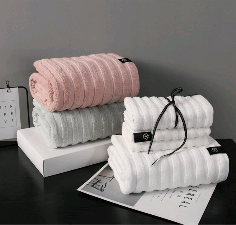 [Three-Piece Set] Bath Towel Towel Set Super Soft Absorbent No Lint Elegant Family High-End Gift Box