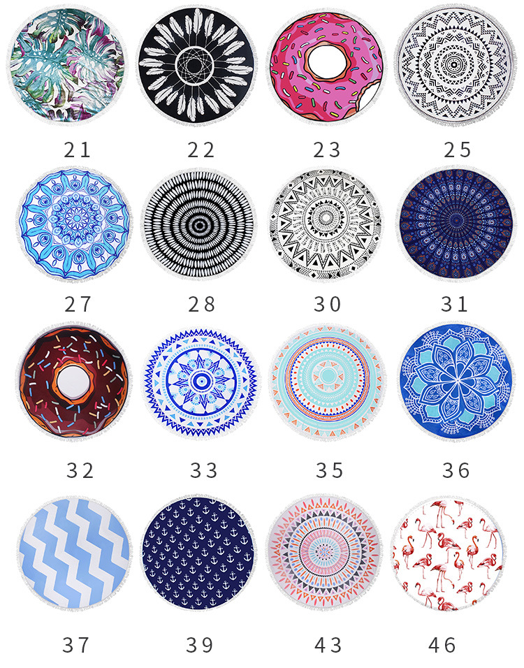 European and American Beach Towel Microfiber round Tassels Beach Towel Beach Bath Towel round Tassels Beach Towel
